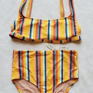 NWT Madewell Second Wave Balconette Bikini Top & Bottom Medium - Almeria Stripe
